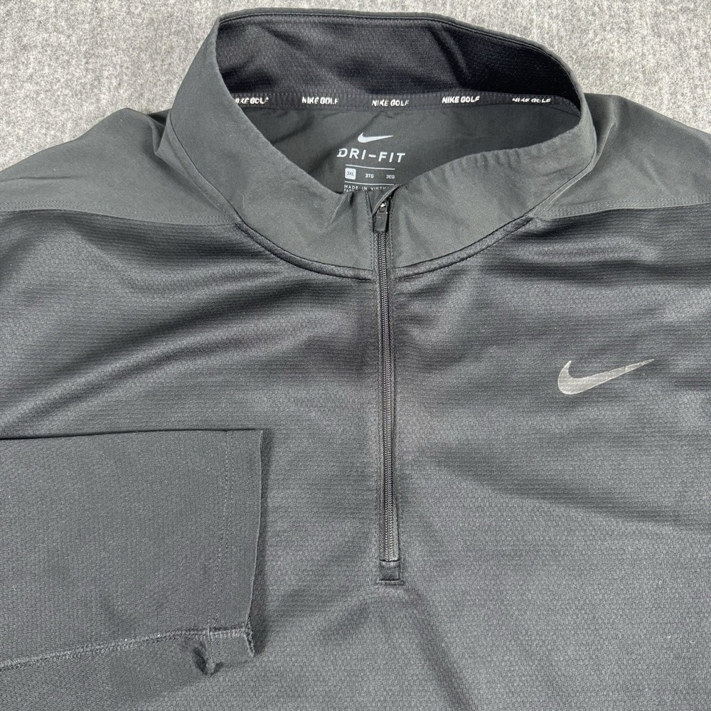 Nike Golf Dri-FIT Men's 3XL Black 1/4 Zip Pullover Long Sleeve Golf Shirt